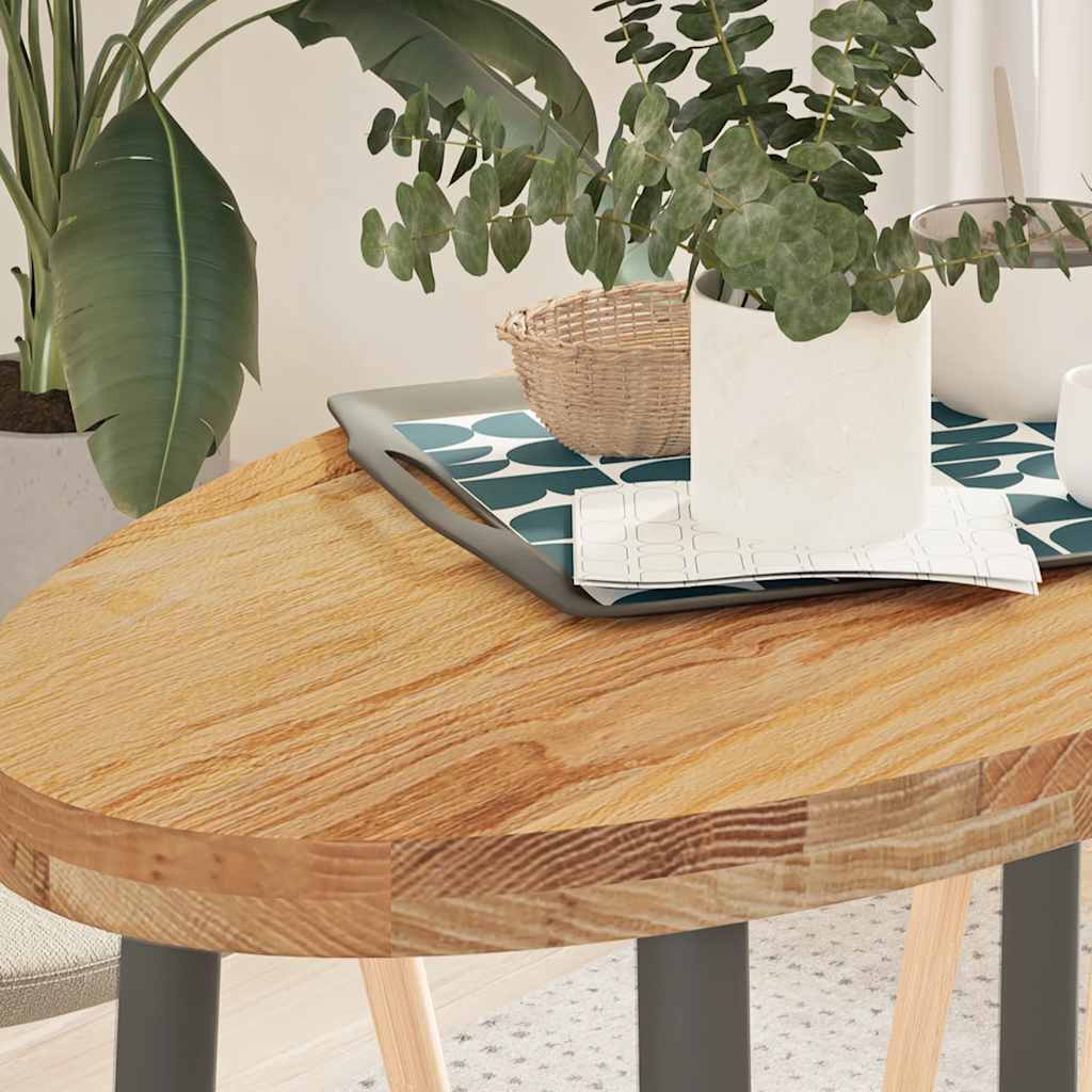 Vetonek Tablero de mesa ovalado madera maciza de roble 100x50x4 cm