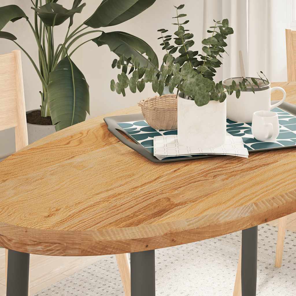 Vetonek Tablero de mesa ovalado madera maciza de roble 120x60x4 cm