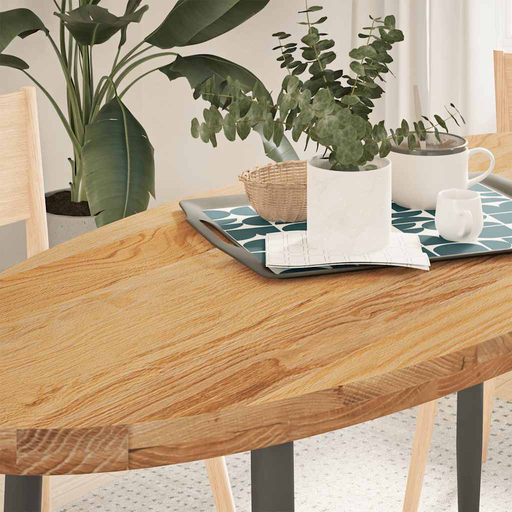 Vetonek Tablero de mesa ovalado madera maciza de roble 140x60x4 cm