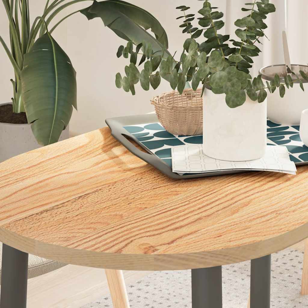 Vetonek Tablero de mesa ovalado madera maciza de roble 100x50x2 cm