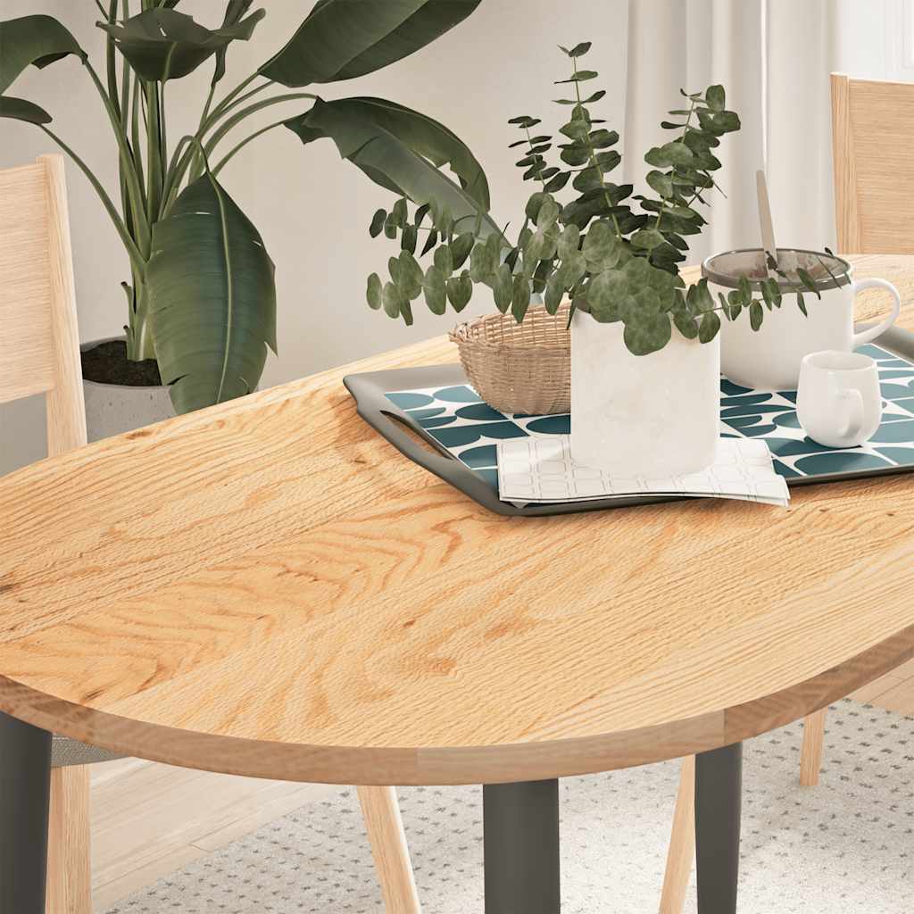 Vetonek Tablero de mesa ovalado madera maciza de roble 120x60x2 cm