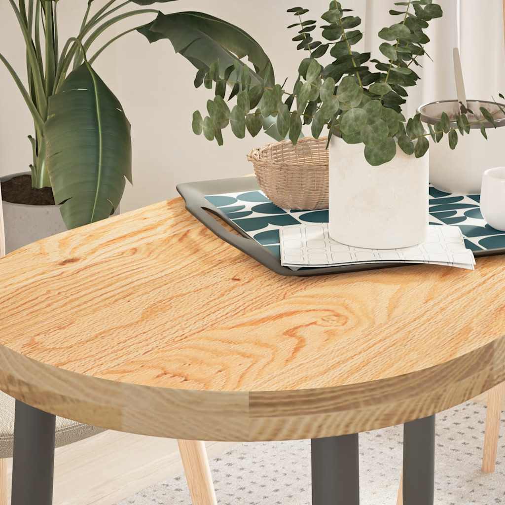 Vetonek Tablero de mesa ovalado madera maciza de roble 100x50x4 cm