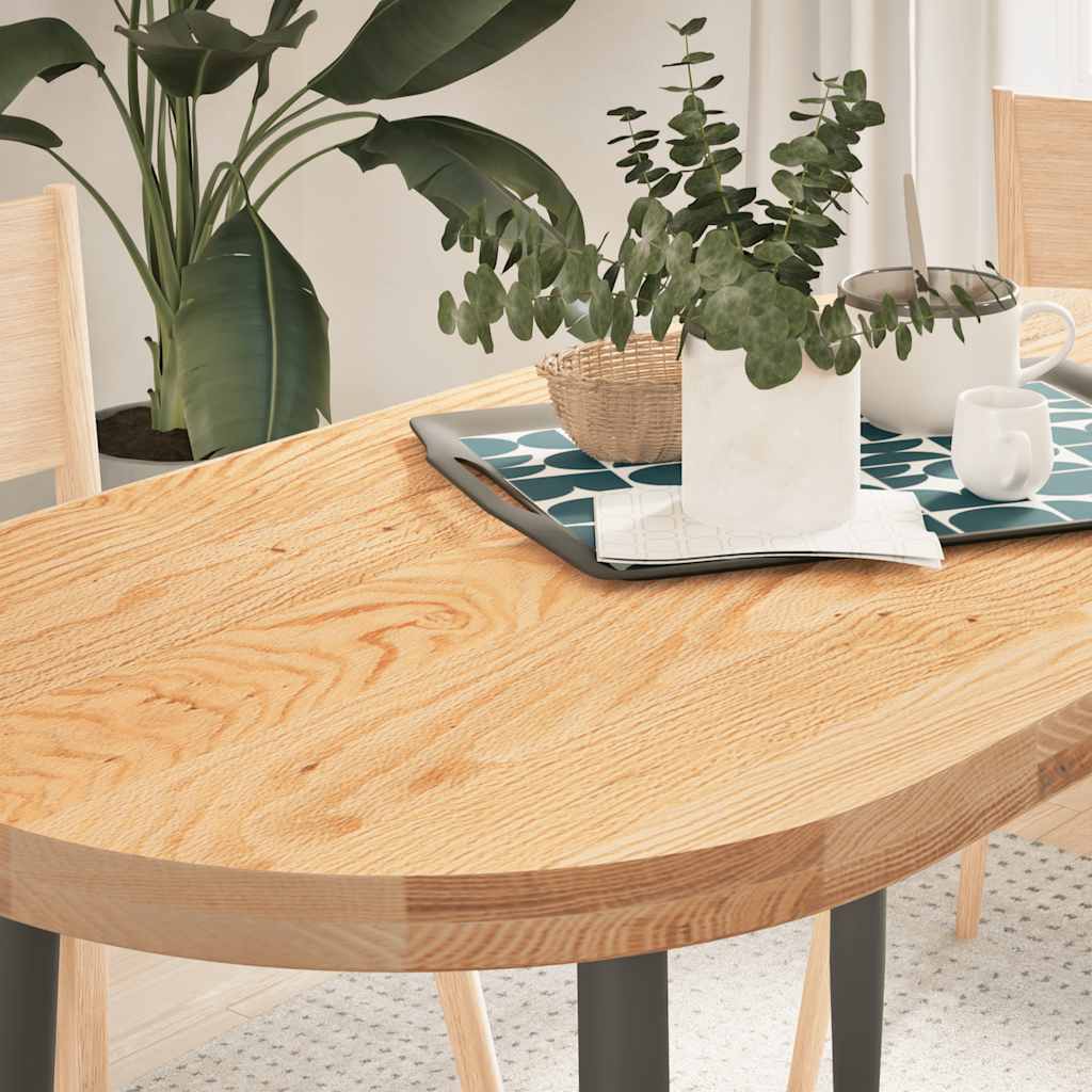 Vetonek Tablero de mesa ovalado madera maciza de roble 120x60x4 cm