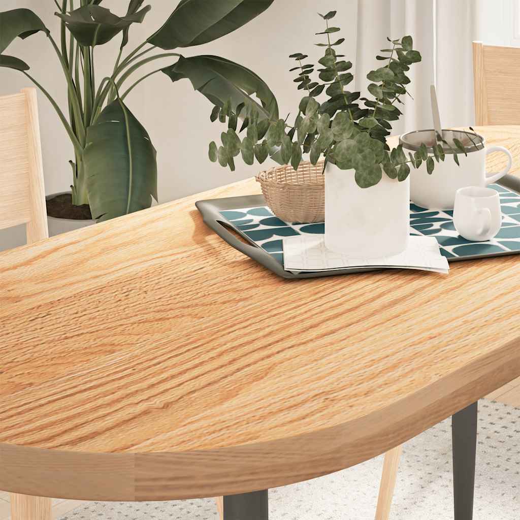 Vetonek Tablero de mesa ovalado madera maciza de roble 140x60x4 cm