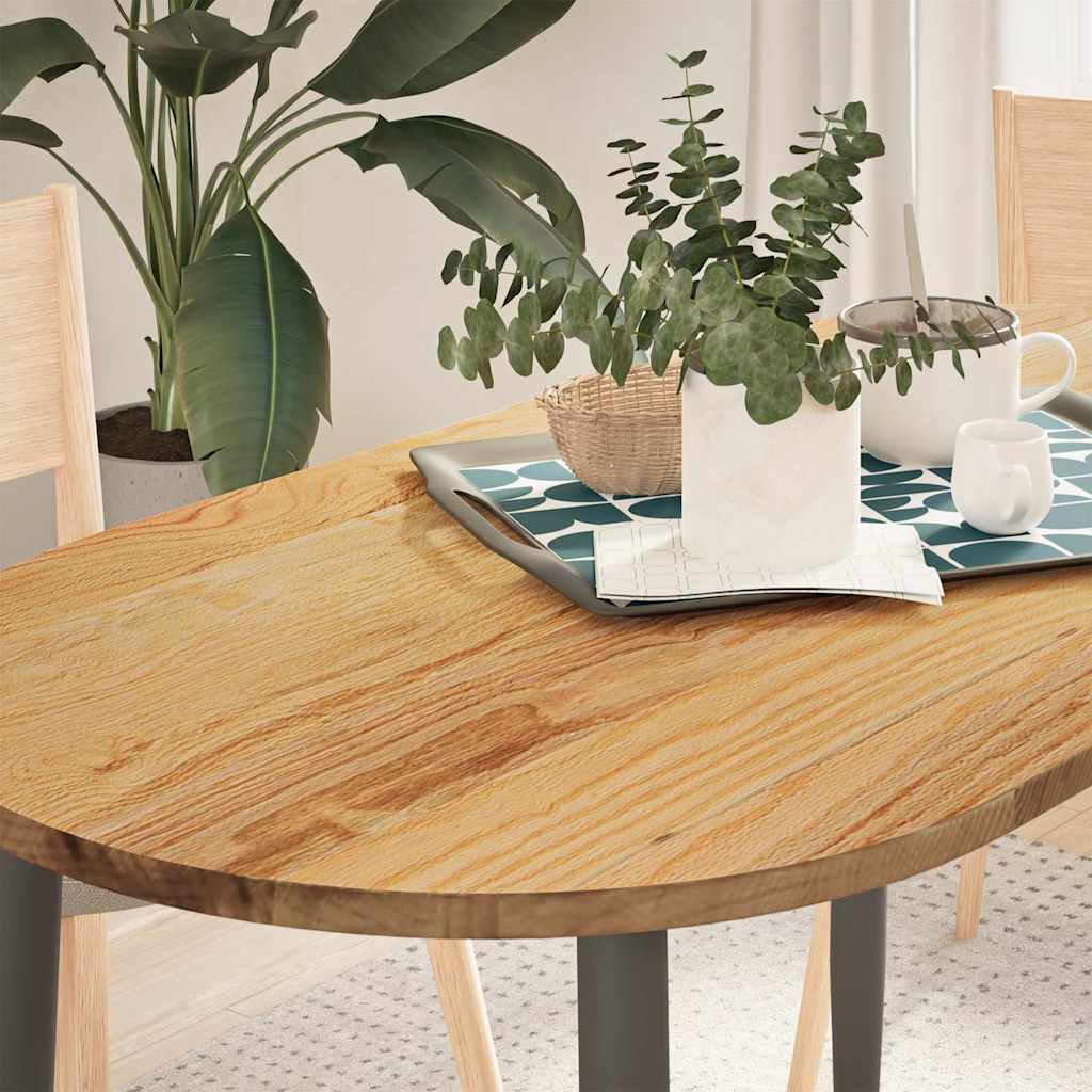 Vetonek Tablero de mesa ovalado madera maciza de roble 120x60x2 cm