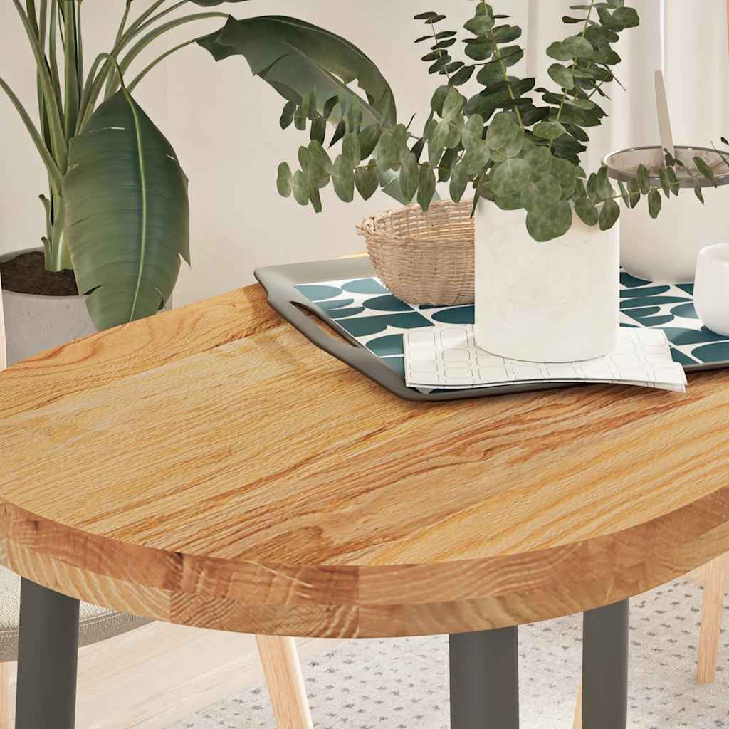 Vetonek Tablero de mesa ovalado madera maciza de roble 100x50x4 cm