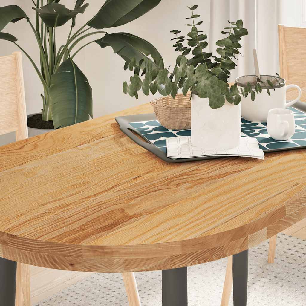 Vetonek Tablero de mesa ovalado madera maciza de roble 120x60x4 cm