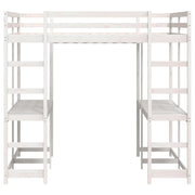Lit mezzanine avec bureau et échelle en bois blanc 180x200 cm V3659 Vetonek