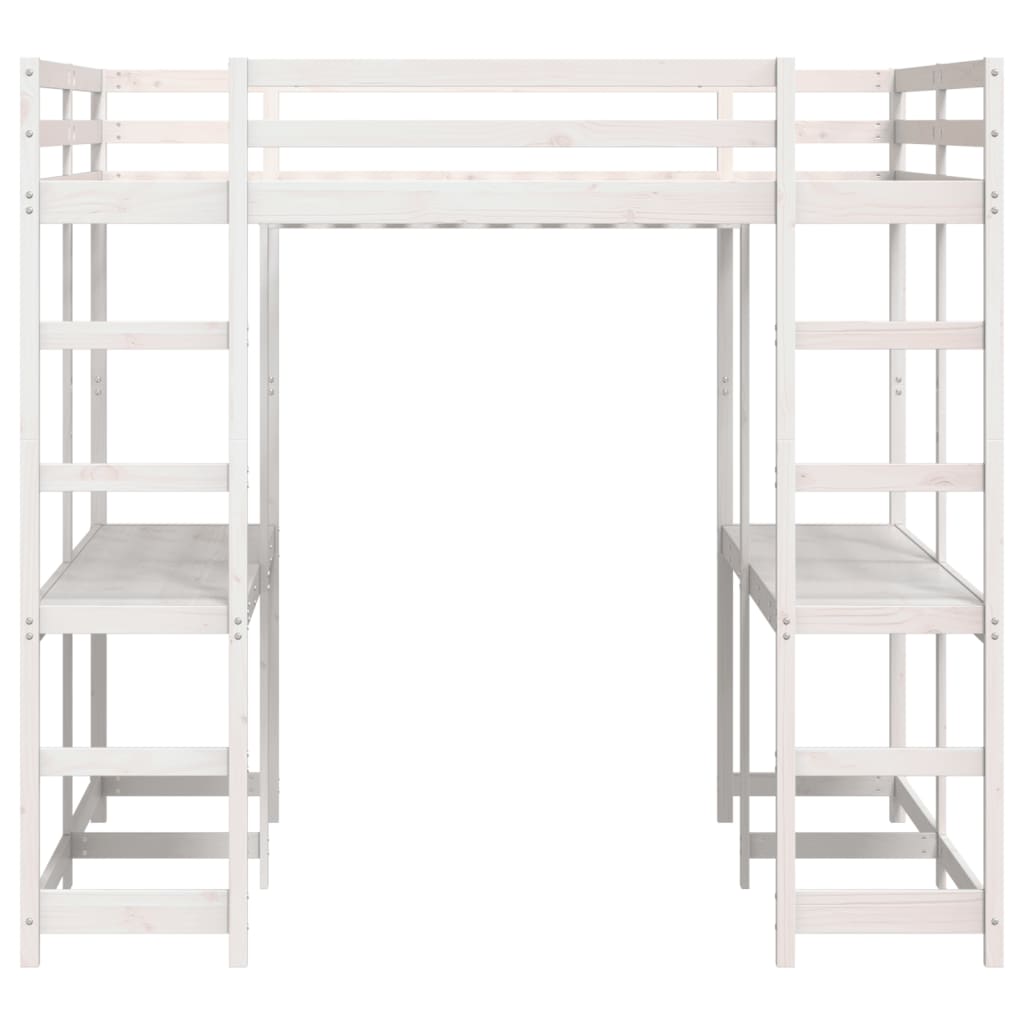 Lit mezzanine avec bureau et échelle en bois blanc 180x200 cm V3659 Vetonek
