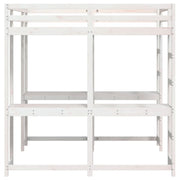 Lit mezzanine avec bureau et échelle en bois blanc 180x200 cm V3659 Vetonek