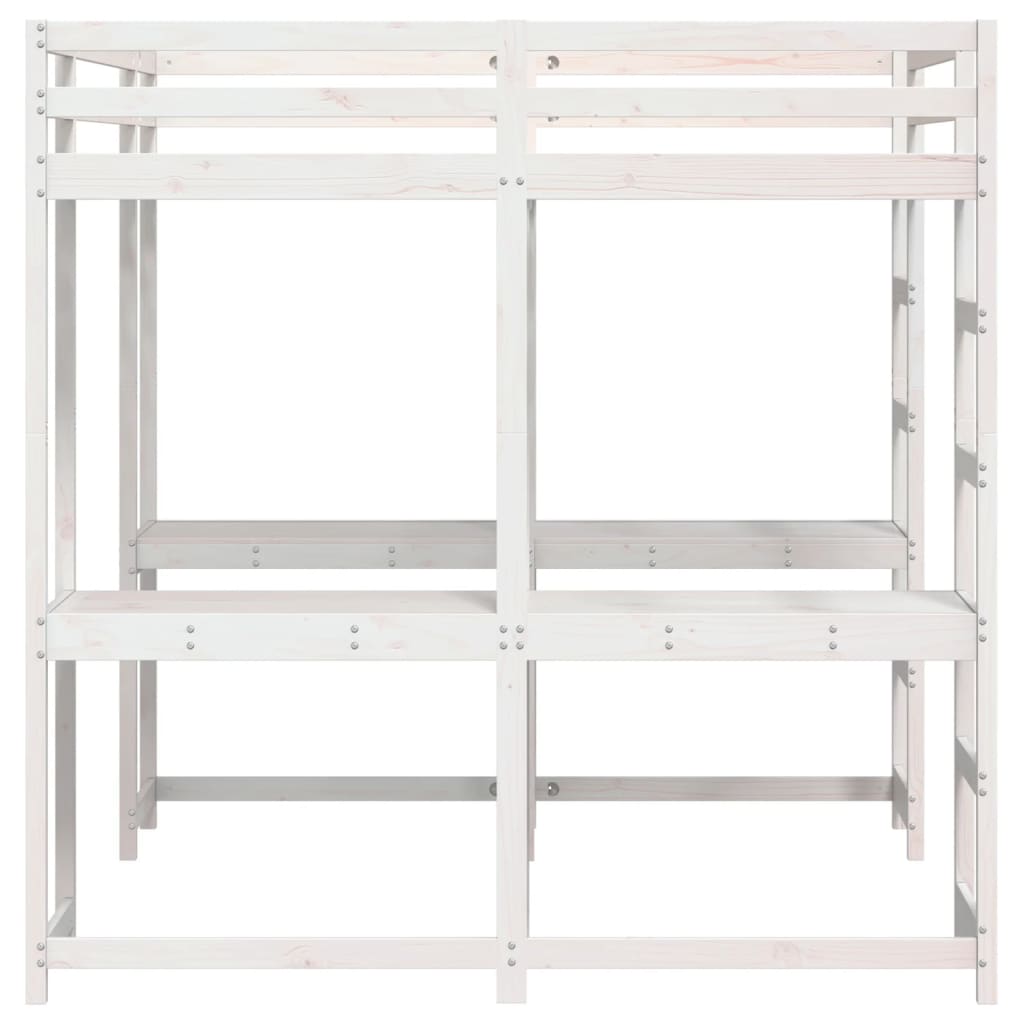 Lit mezzanine avec bureau et échelle en bois blanc 180x200 cm V3659 Vetonek