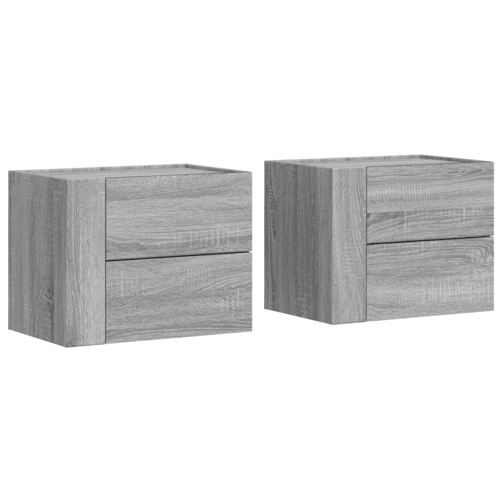 Mesitas de noche de pared 2 uds gris Sonoma 45x30x35 cm - Vetonek