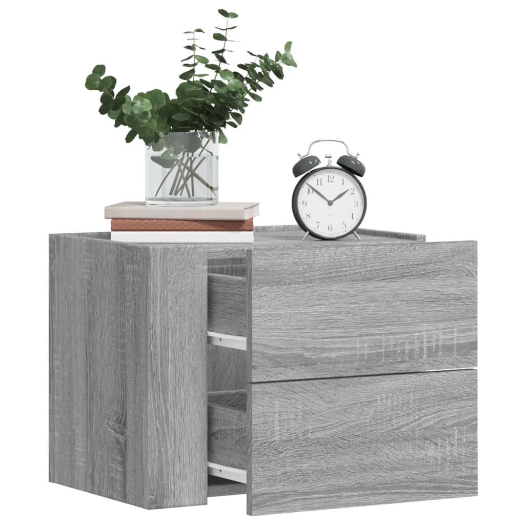 Vetonek Mesitas de noche de pared 2 uds gris Sonoma 45x30x35 cm