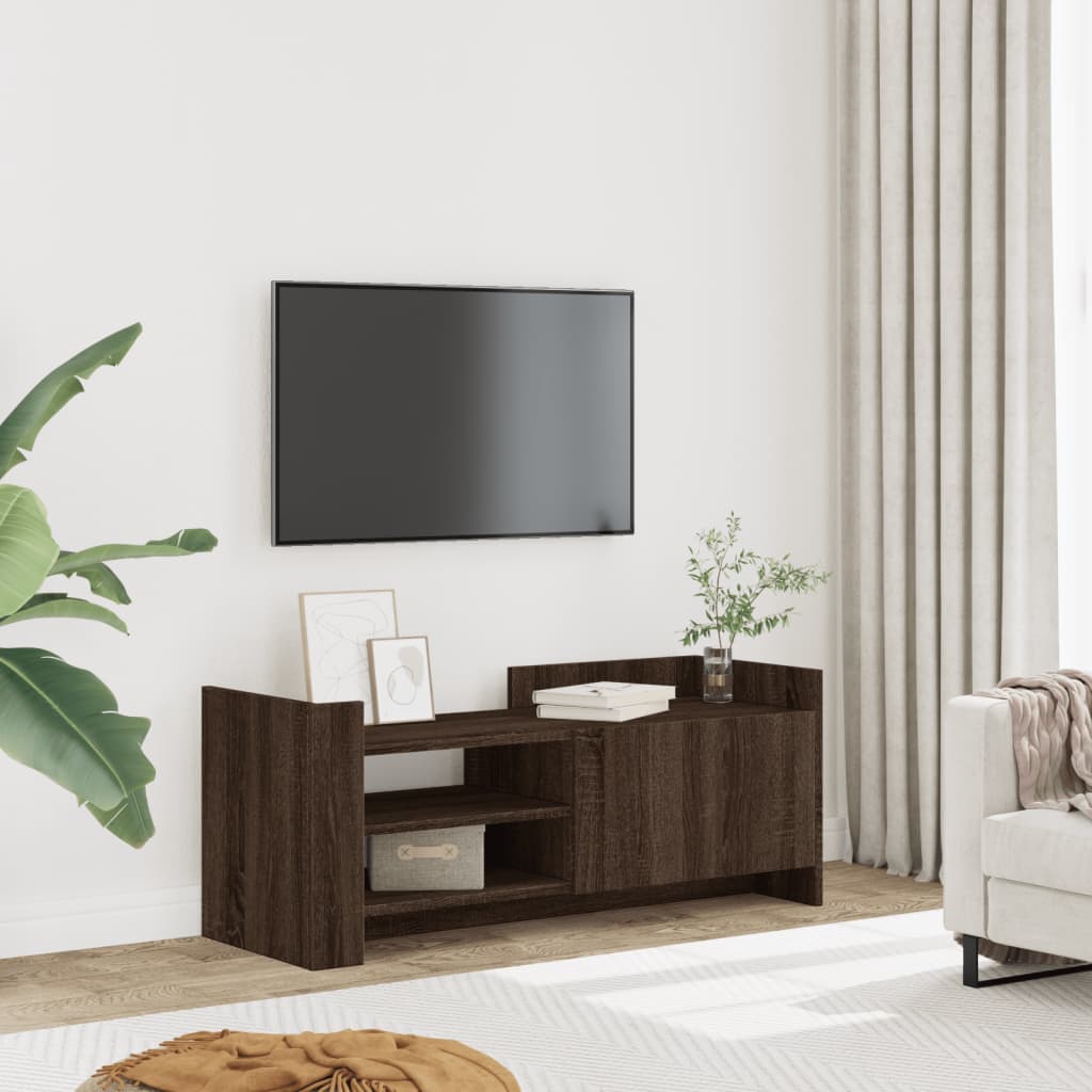 Vetonek Mueble TV madera contrachapada color marrón roble 100x35x40 cm