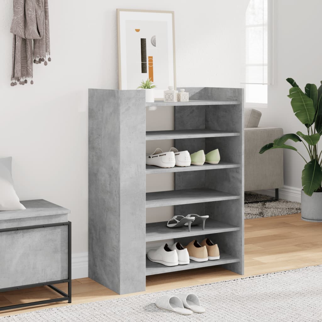 Vetonek Mueble zapatero madera ingeniería gris hormigón 74,5x37,5x100cm