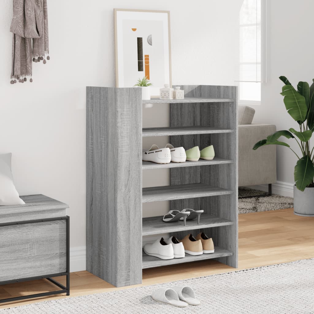 Vetonek Mueble zapatero madera ingeniería gris Sonoma 74,5x37,5x100 cm