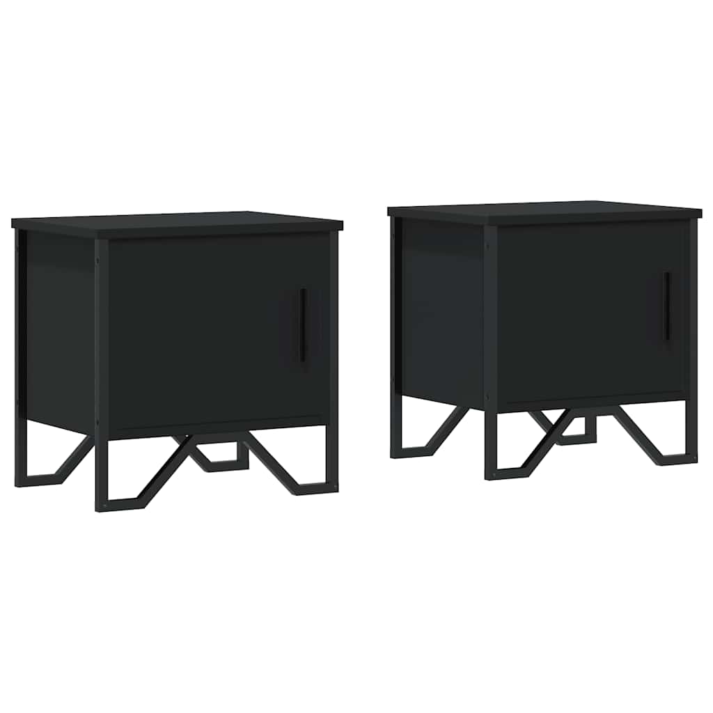 Vetonek Tables de chevet 2 pcs contreplaqué noir 40x30x40 cm