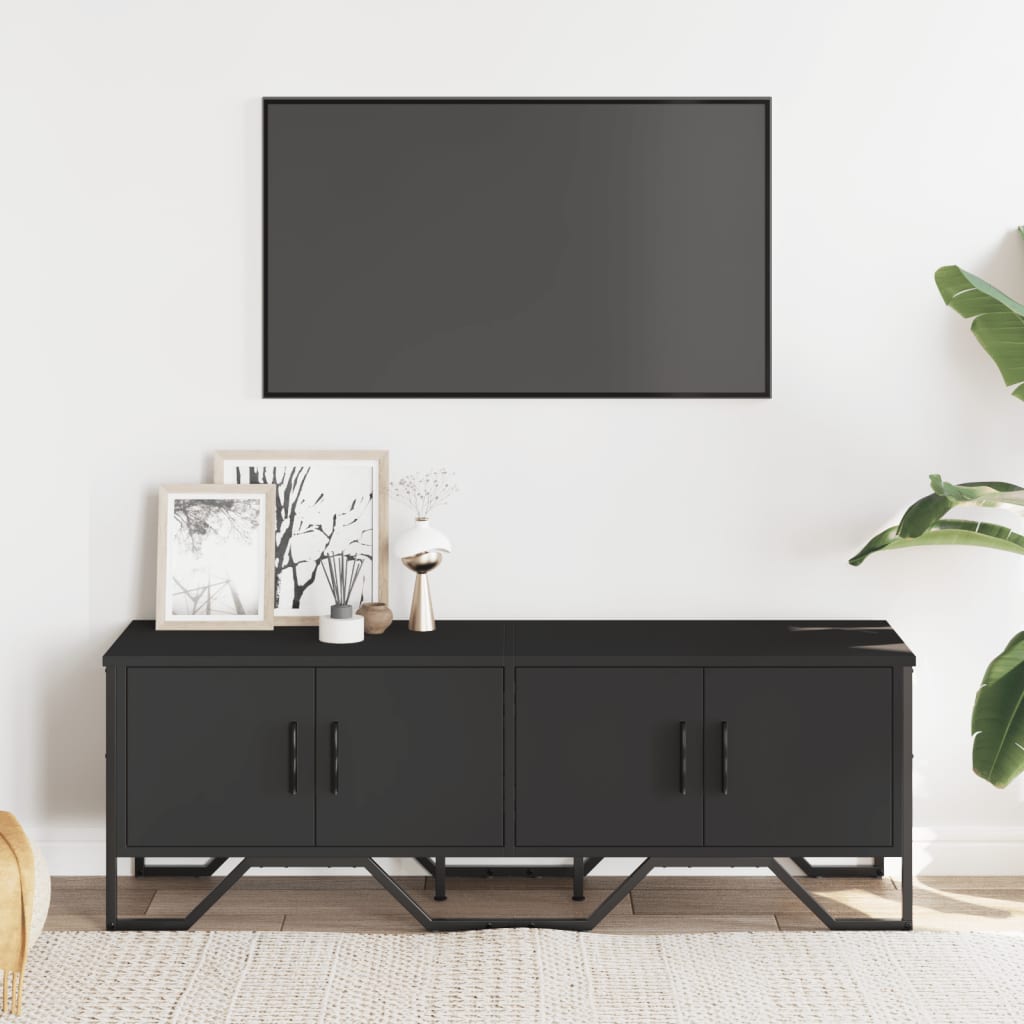 Mueble de TV madera de ingeniería negro 122x34x41 cm