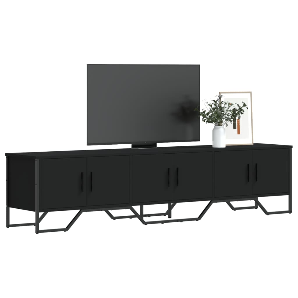 Mueble de TV negro de madera de ingeniería con amplio espacio de almacenamiento, ideal para salón o dormitorio.