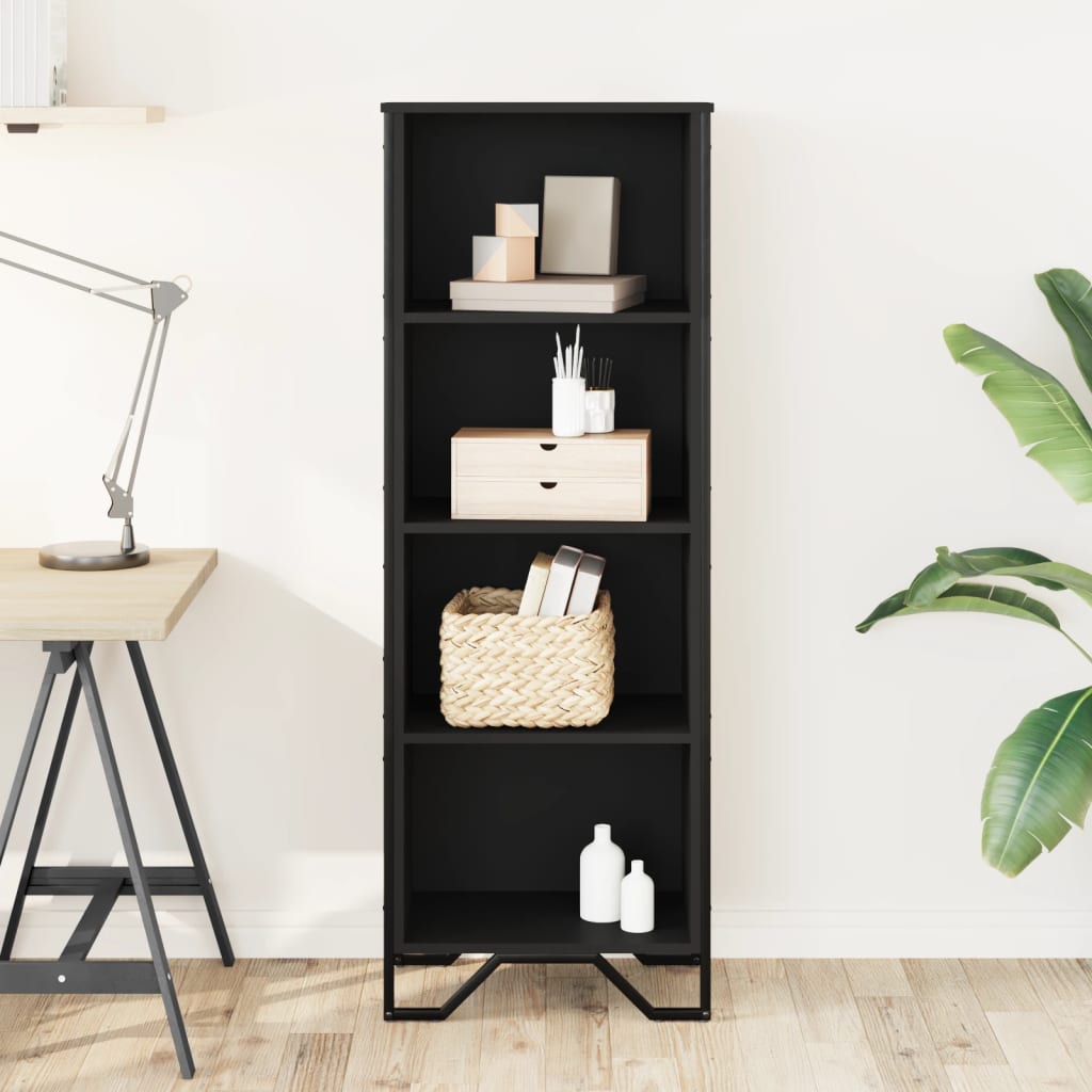 Black engineering wood shelf 50x31x137.5 cm