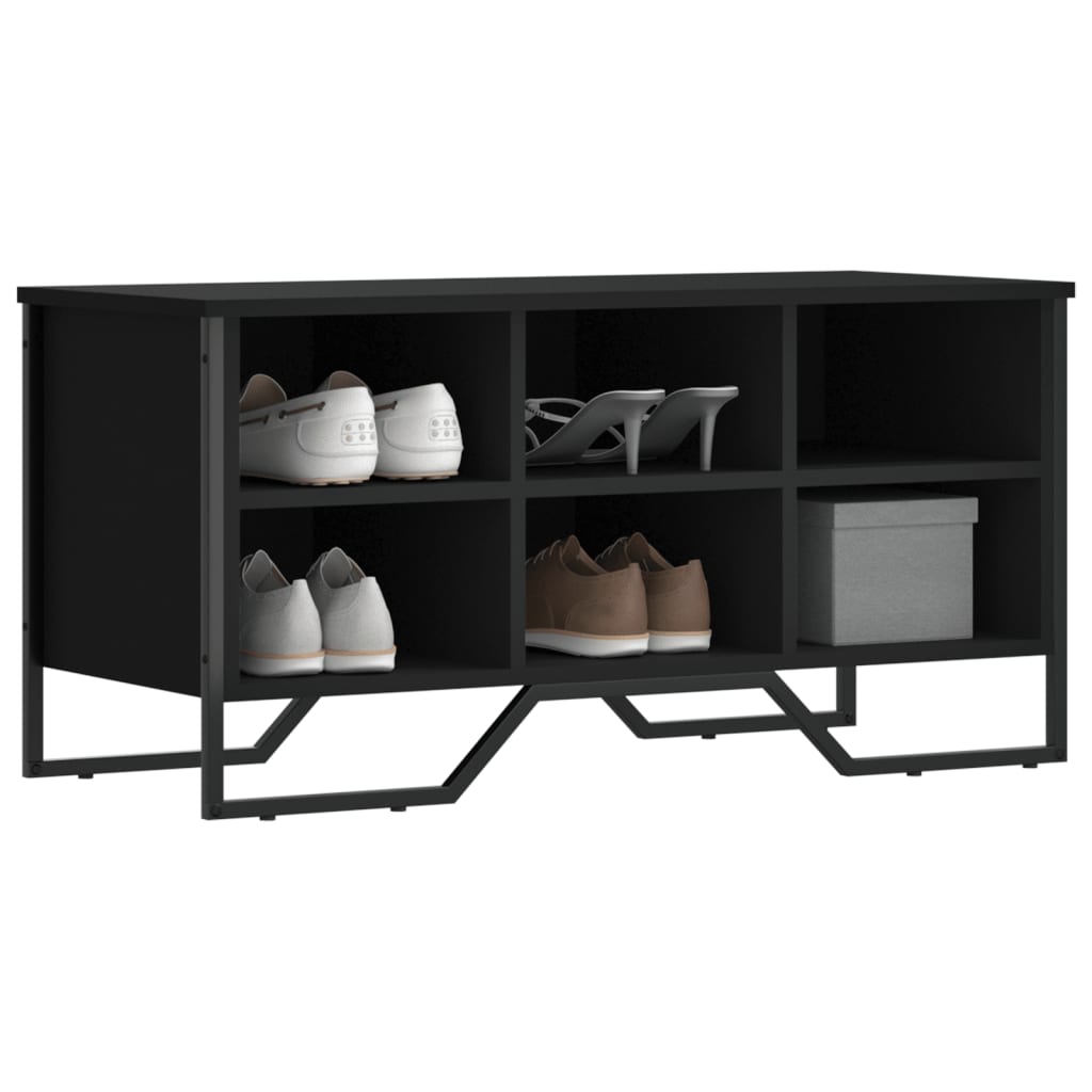 Vetonek Mueble zapatero madera de ingeniería negro 90x38x45,5 cm