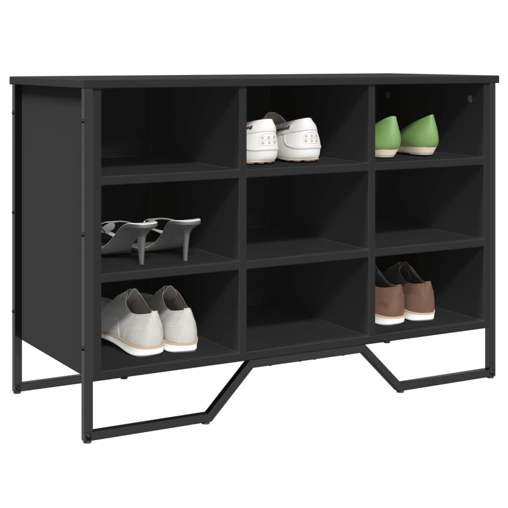 Zapatero de madera de ingeniería negro 90x38x61,5 cm