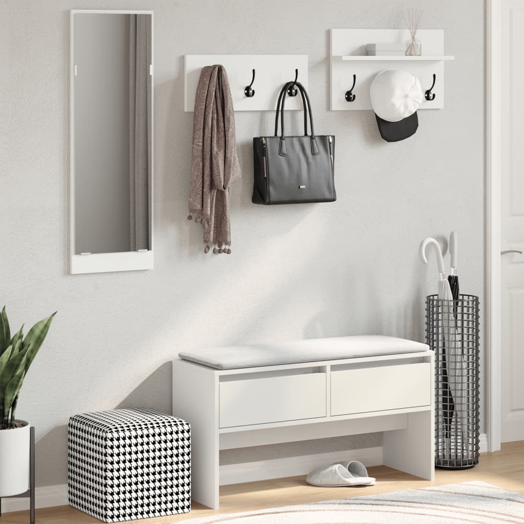 Set di mobili da ingresso 4 pezzi in derivati del legno bianco v3412 - Vetonek