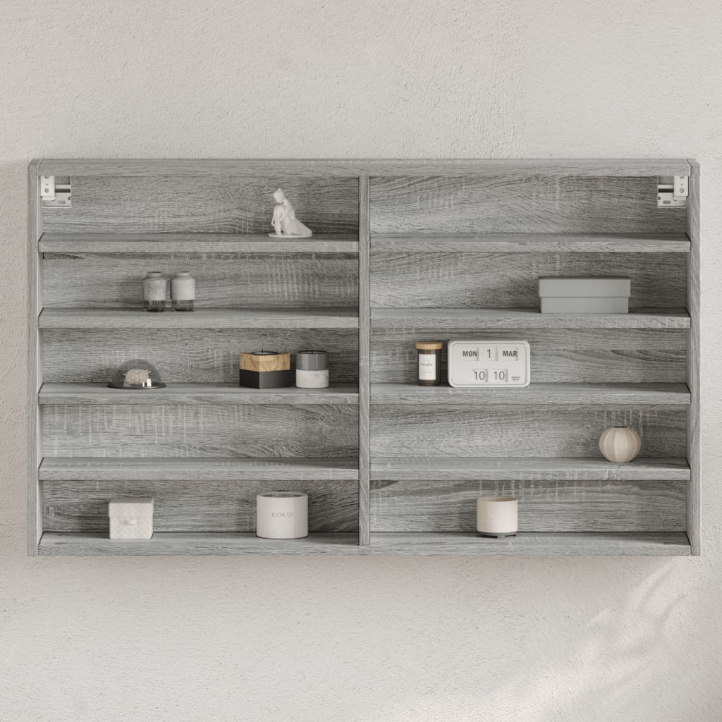 Vetonek Vitrina de madera de ingeniería gris Sonoma 100x15x58 cm