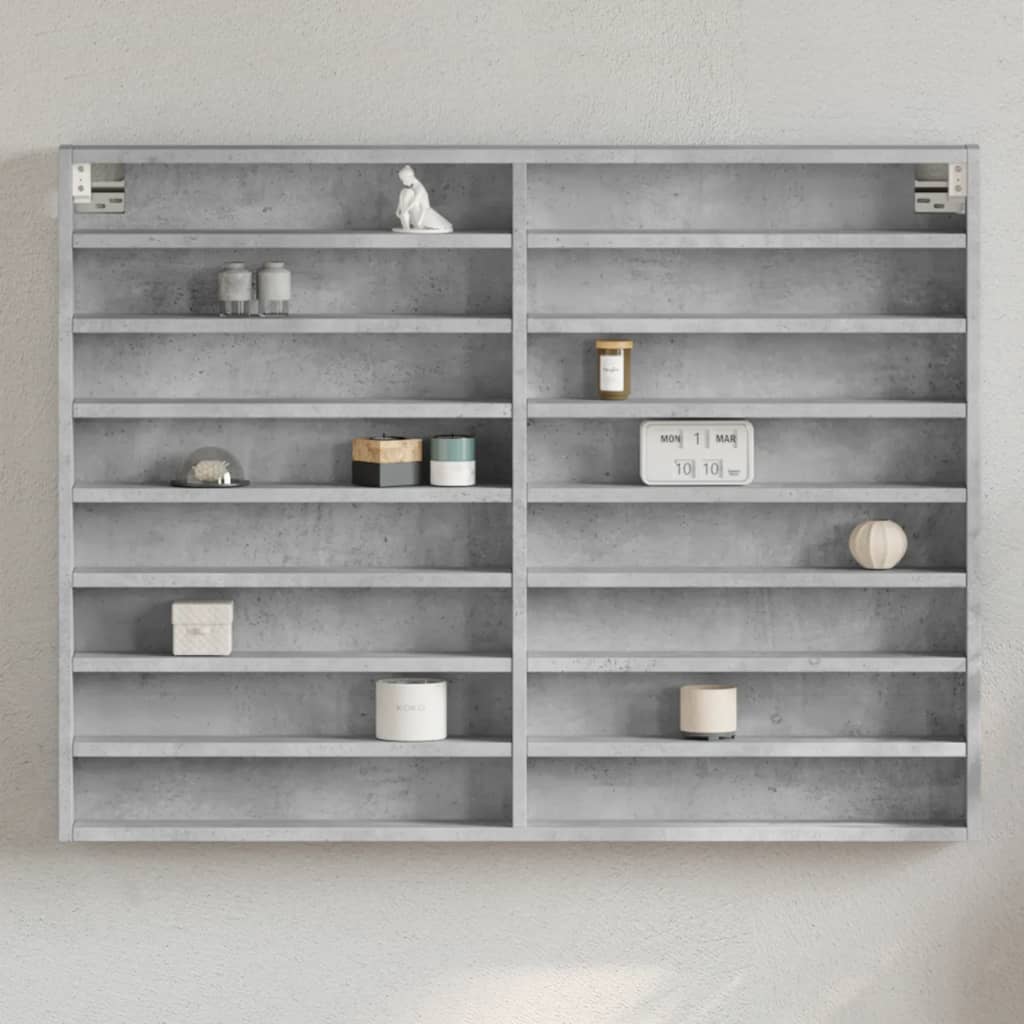 Vetonek Vitrina de madera de ingeniería gris hormigón 100x8,5x75 cm