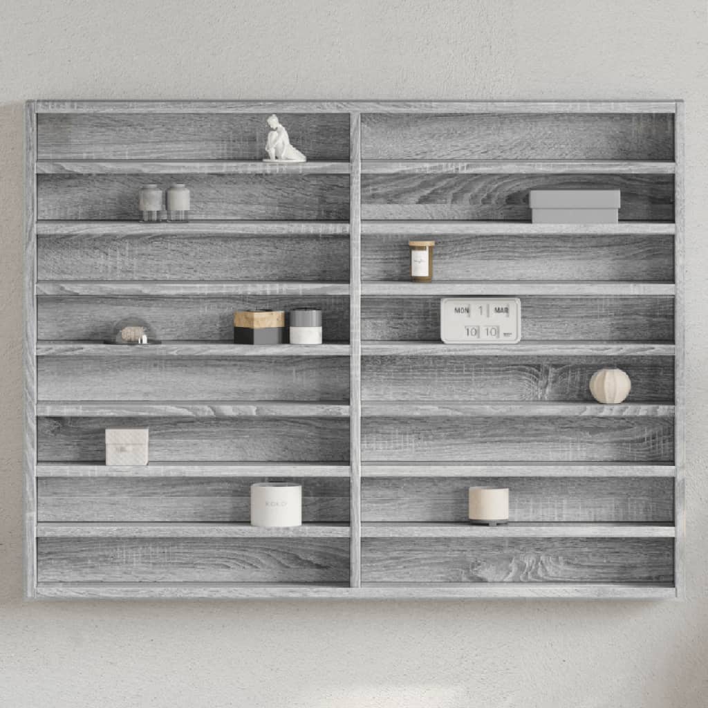 Vetonek Vitrina de madera de ingeniería gris Sonoma 100x8,5x75 cm