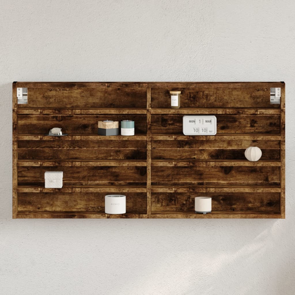 Vitrina de madera de ingeniería roble ahumado 100x8,5x50 cm