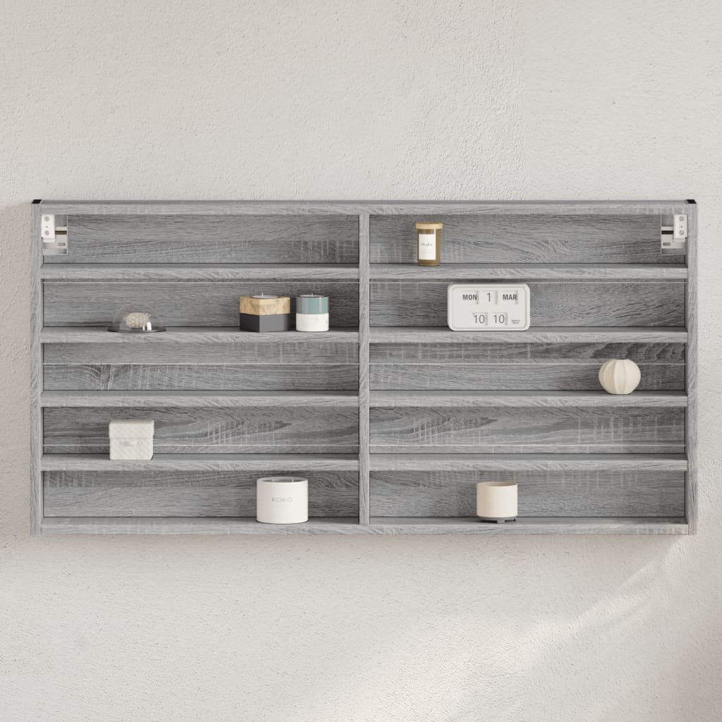 Vetonek Vitrina de madera de ingeniería gris Sonoma 100x8,5x50 cm