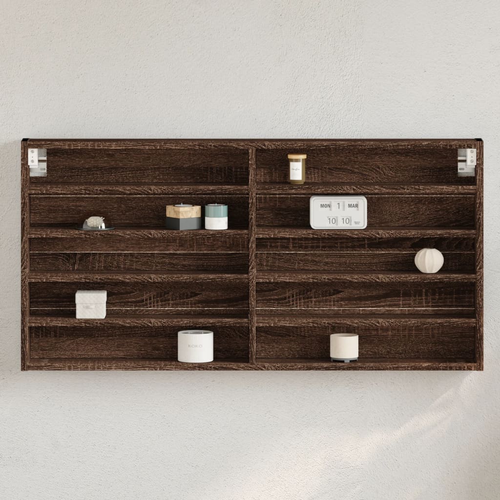 Vetonek Vitrina de madera de ingeniería marrón roble 100x8,5x50 cm