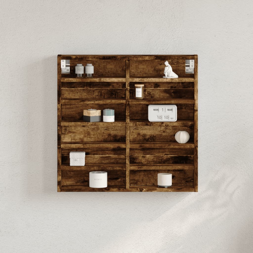 Vitrina de madera de ingeniería roble ahumado 60x8,5x58 cm