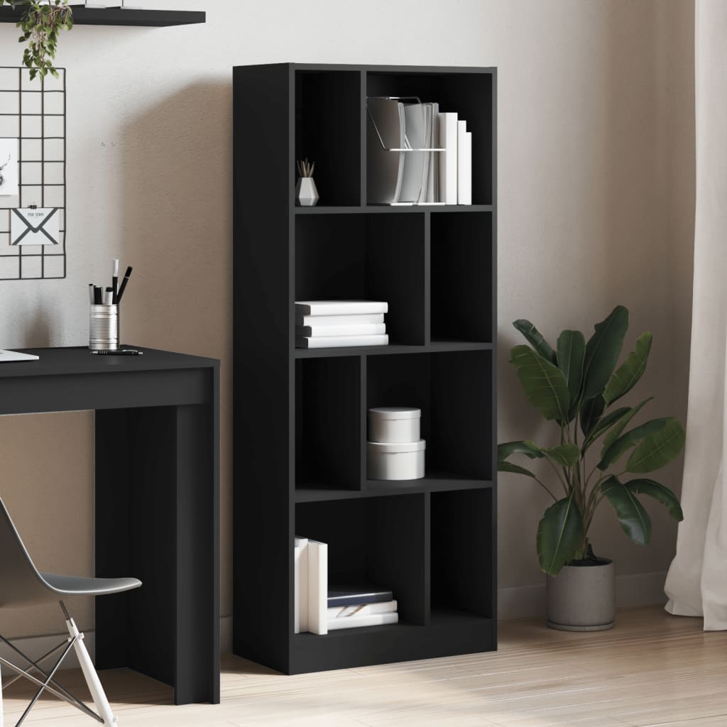 Black engineering wood shelf 57x28.5x141 cm