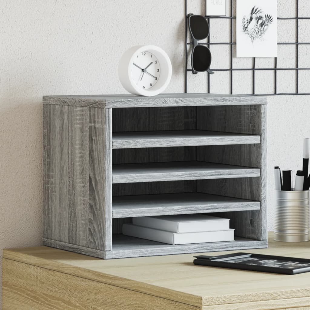 Vetonek Organizador escritorio madera ingeniería gris 36x26x29,5 cm