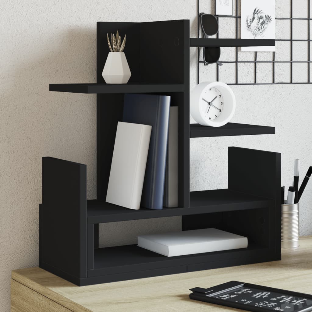 Vetonek Organizador de escritorio madera ingeniería negro 49x20x52,5 cm