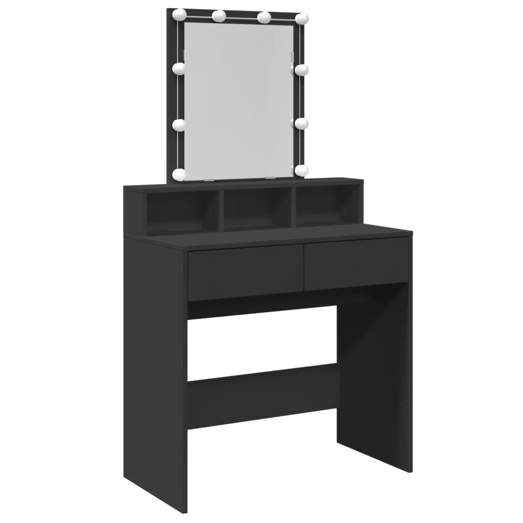 Dresser com luzes LED pretas 80x41x144.5 cm