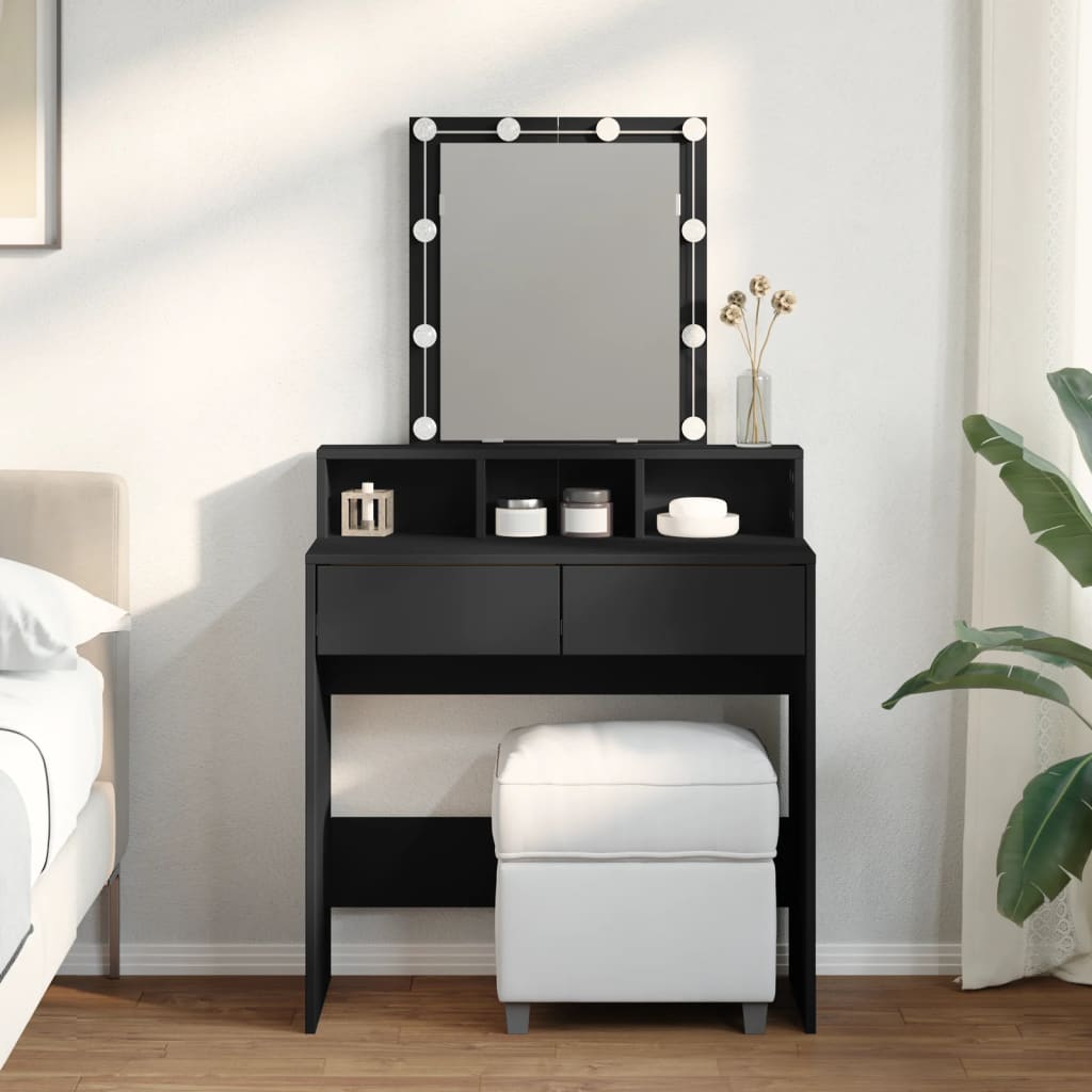 Dresser com luzes LED pretas 80x41x144.5 cm