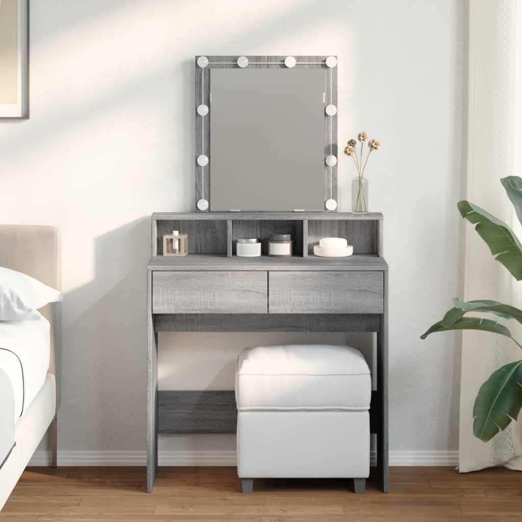 Dresser com luzes LED cinza Sonoma 80x41x144.5 cm