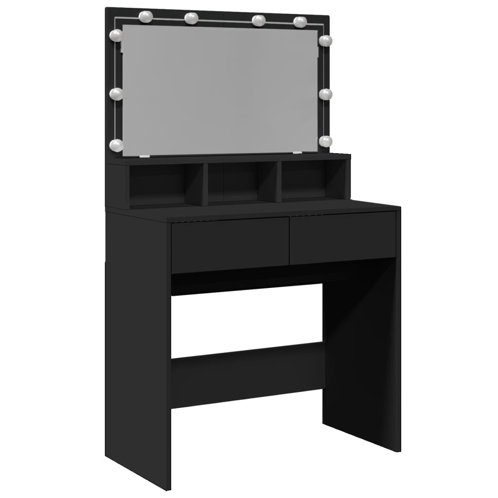 Dresser com luzes LED pretas 80x41x134.5 cm