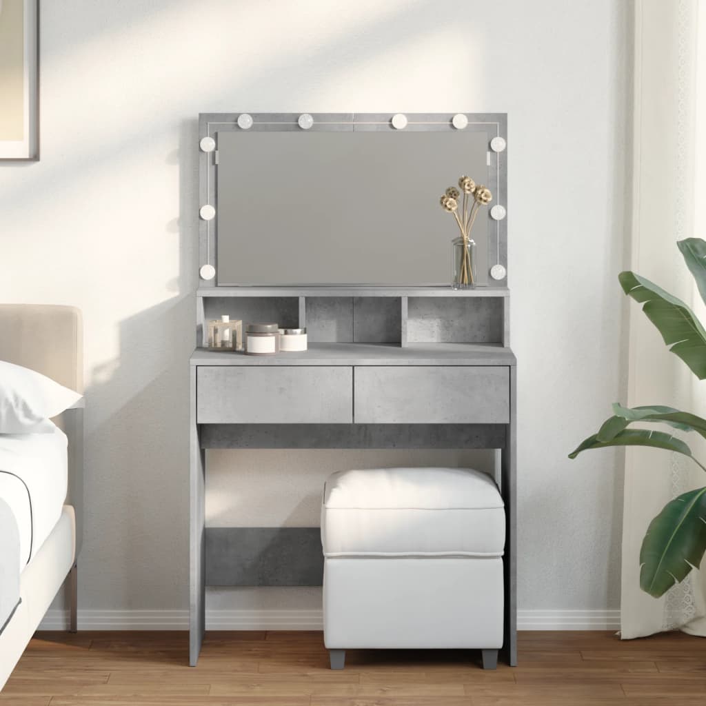 Dresser com luzes LED cinza 80x41x134.5 cm