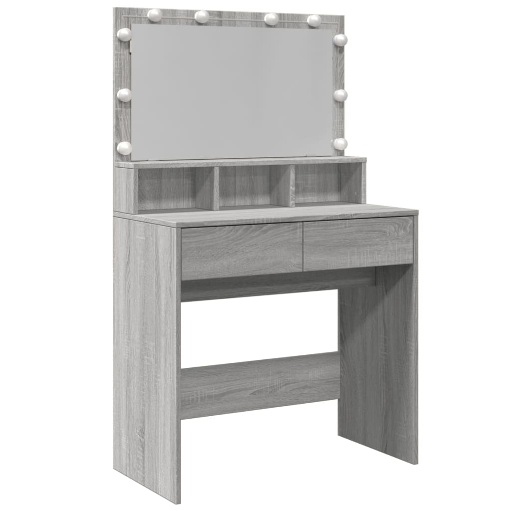 Dresser com luzes LED cinza Sonoma 80x41x134.5 cm