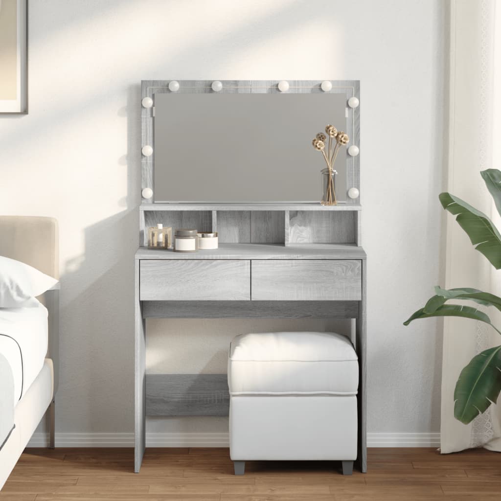 Dresser com luzes LED cinza Sonoma 80x41x134.5 cm