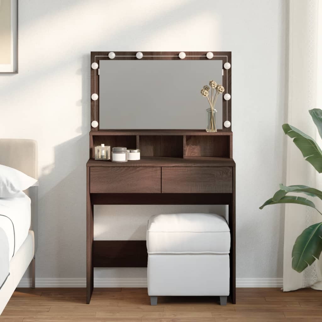 Dresser com LEDs marrons 80x41x134.5 cm