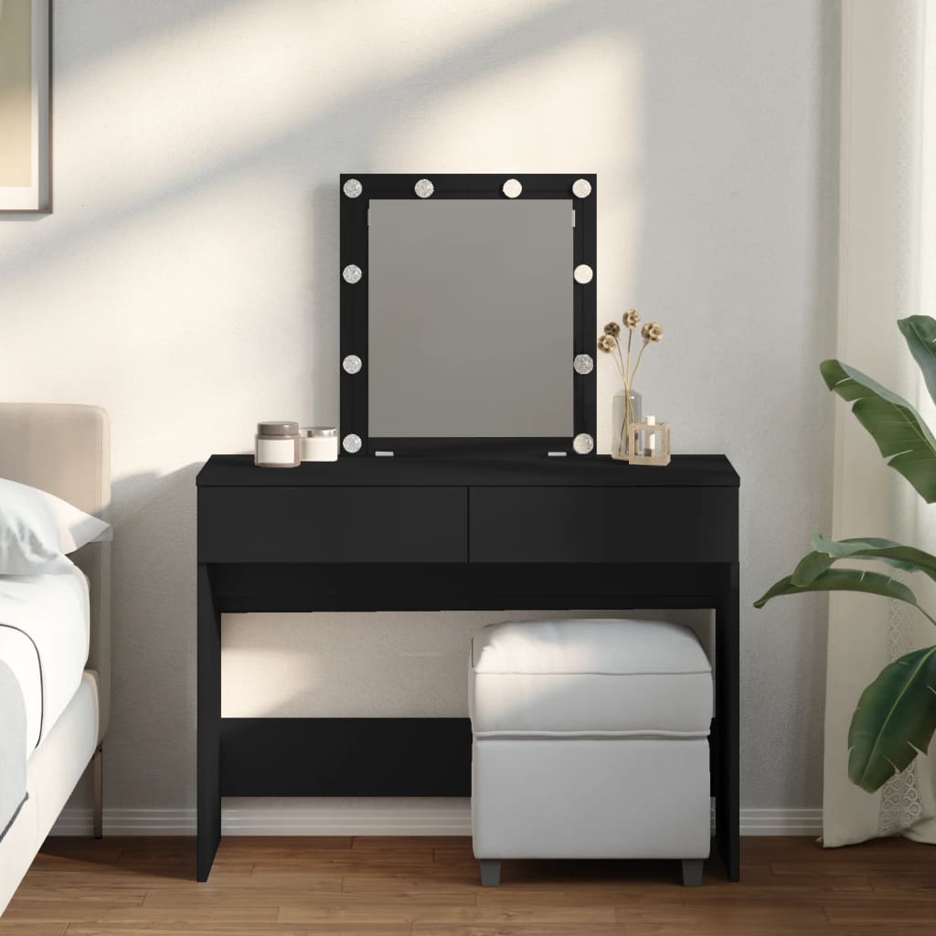 Dresser com luzes LED pretas 100x40x130 cm