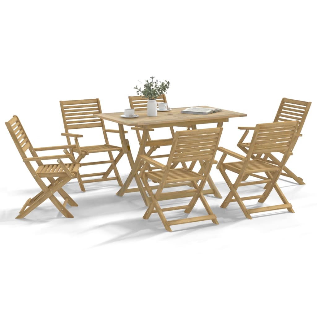 Vetonek Juego de comedor para jardín 7 piezas madera maciza acacia