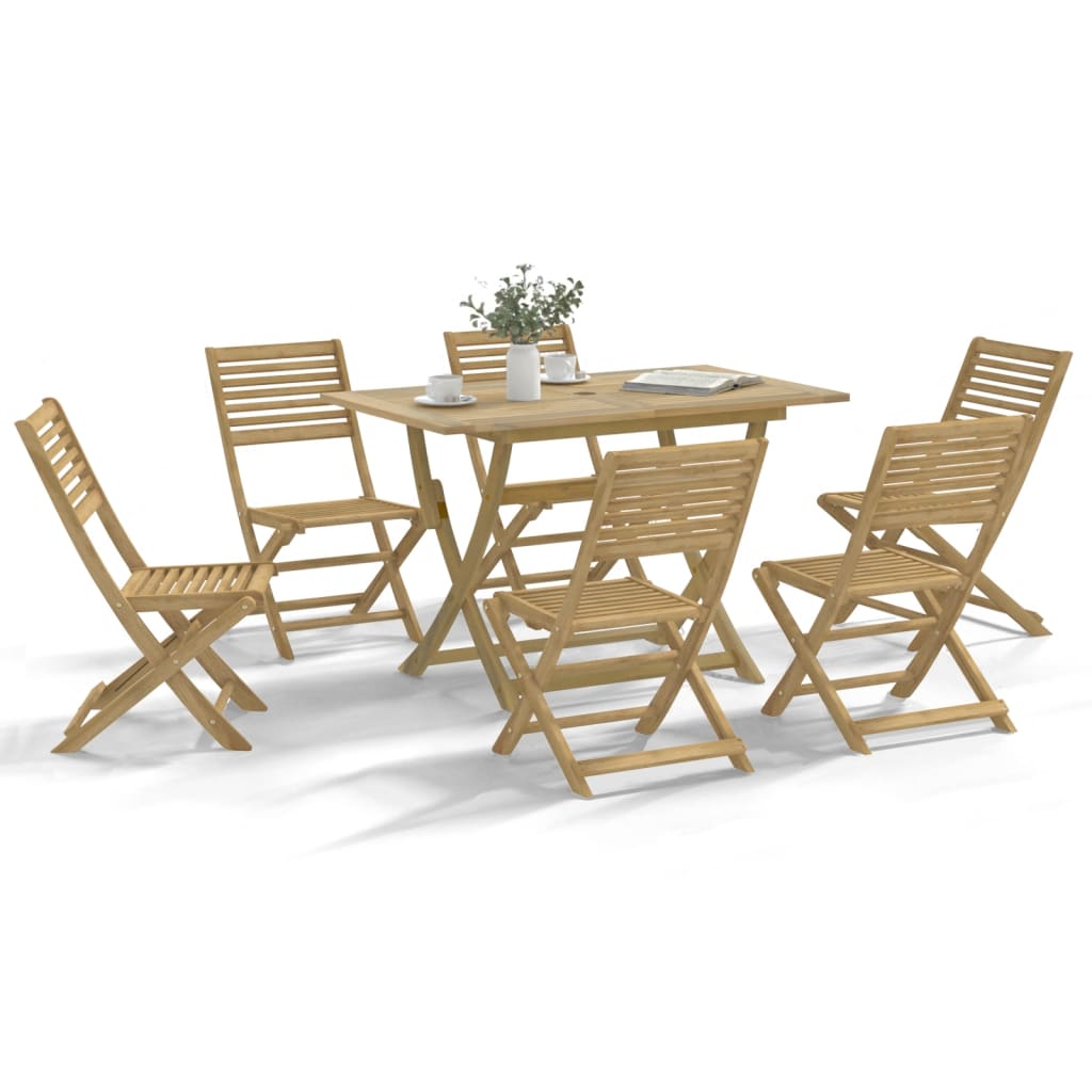 Vetonek Juego de comedor para jardín 7 piezas madera maciza acacia