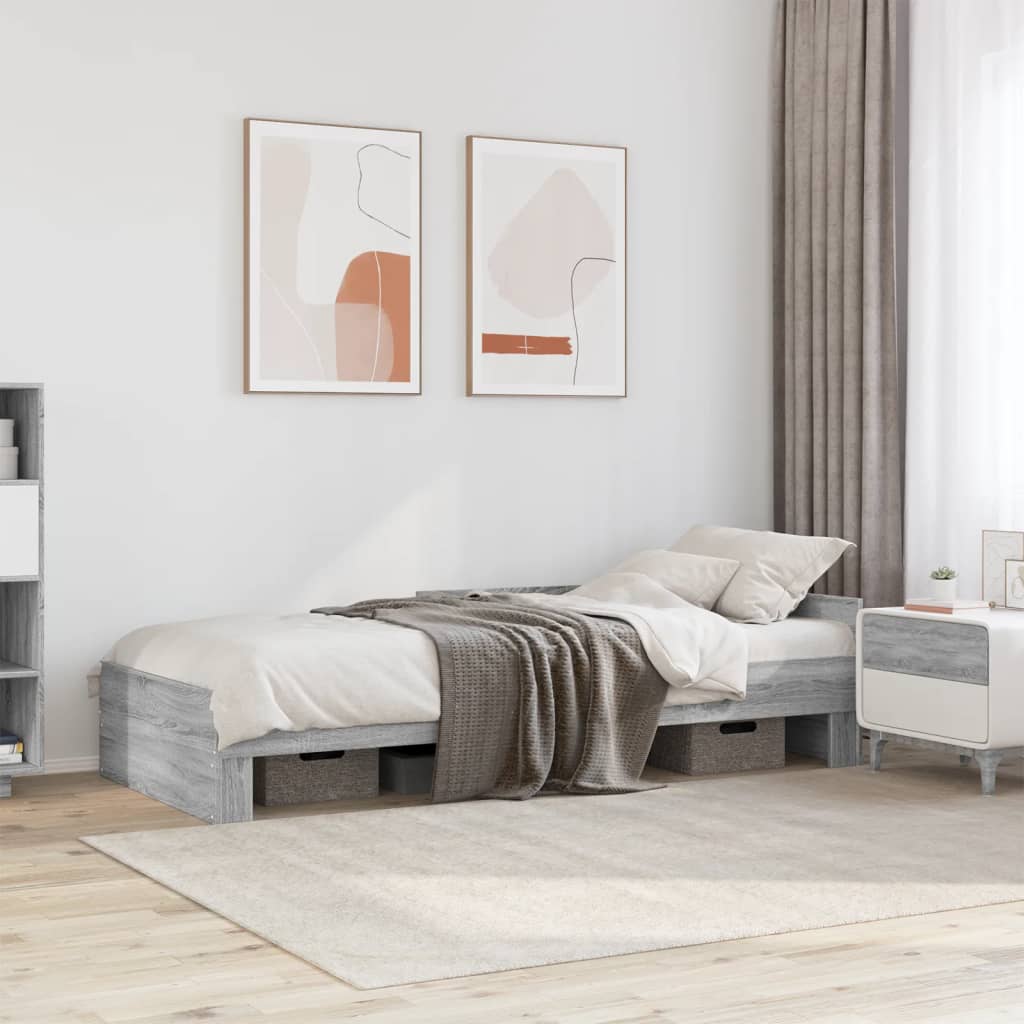 Vetonek Estructura de cama madera de ingeniería gris Sonoma 90x200 cm