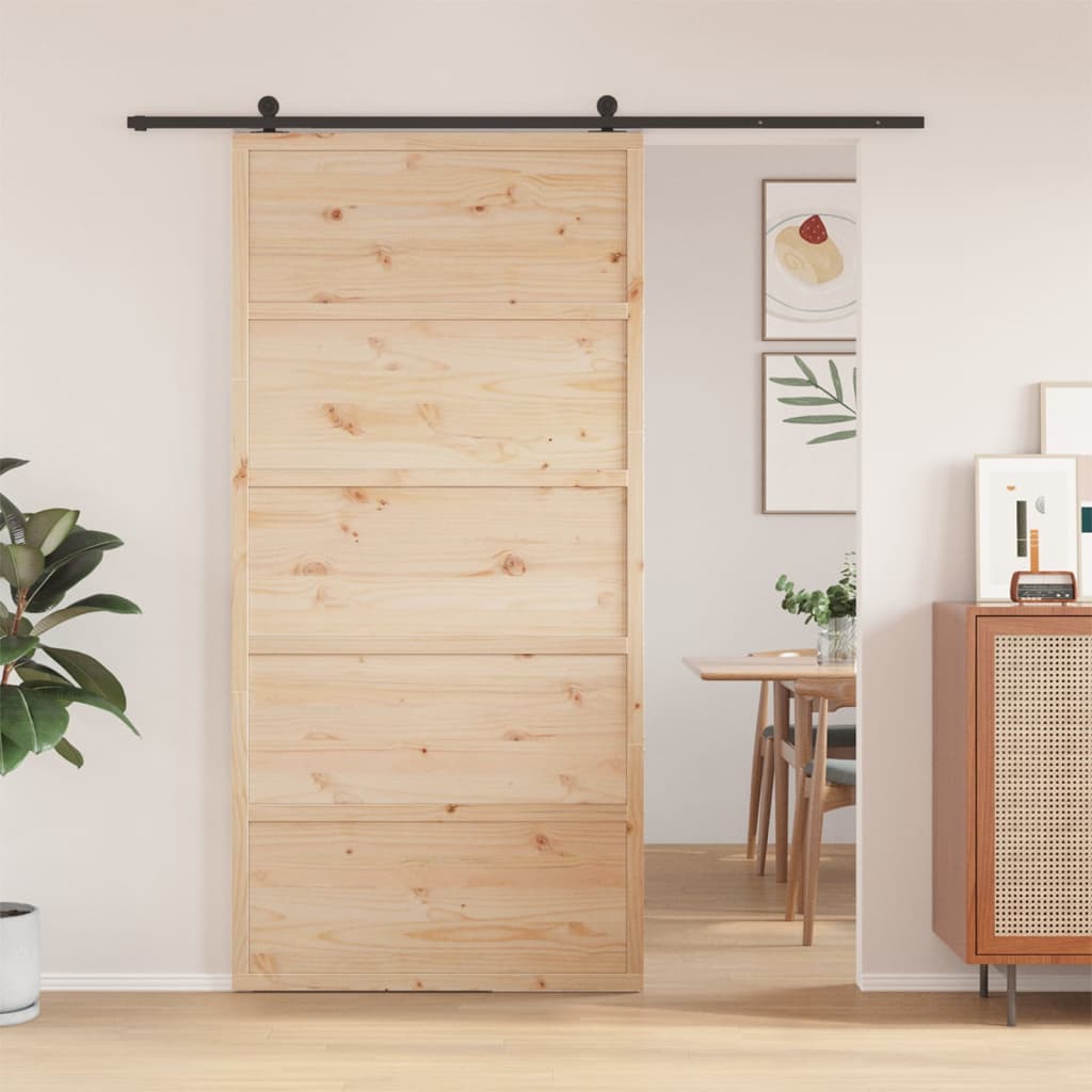 Puerta de granero madera maciza de pino 100x208 cm v2964 Vetonek